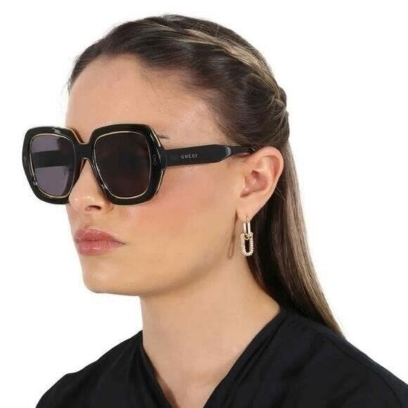 New Authentic GG1064s 002 GUCCI  Acetate Square Frame GG1064S Sunglasses Black - Picture 1 of 14